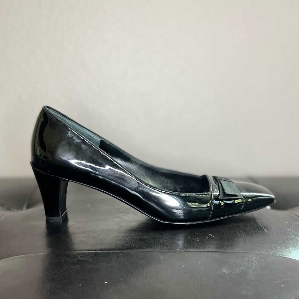 Salvatore Ferragamo Women’s Heel With Bow Shiny Black Patent Leather Size: 8.5‌ - Picture 6 of 15